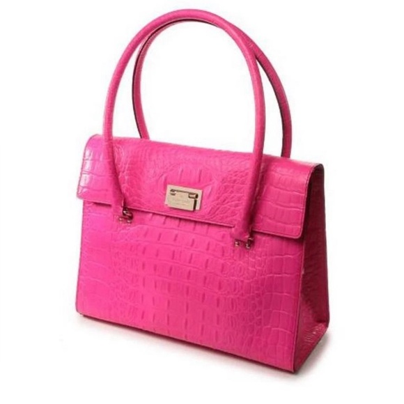 Kate Spade Sinclair Orchard Valley Pink Sapphire Crocodile Embossed Leather Bag - Picture 13 of 13